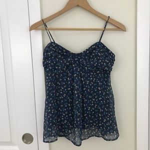 American Eagle Navy Floral Tank Top Small